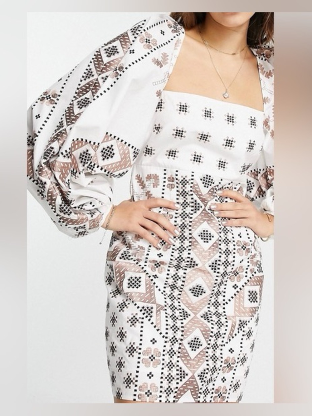 NWT ASOS EDITION mosaic embroidered mini dress in white